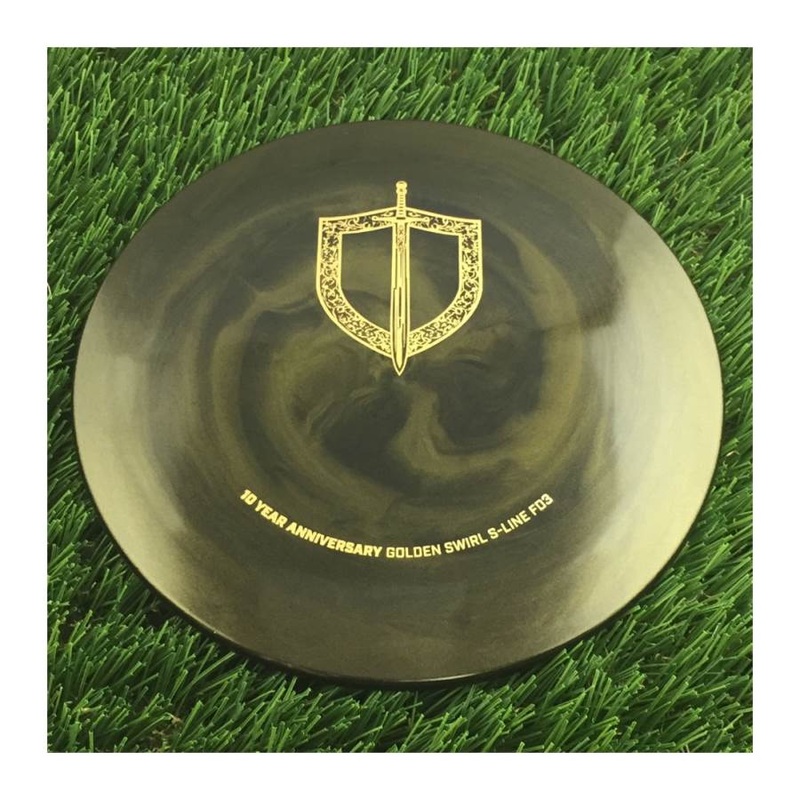 Discmania Golden Swirl S-Line FD3 with 10 Year Anniversary Sword and Shield Stamp – 175g – Solid Gold