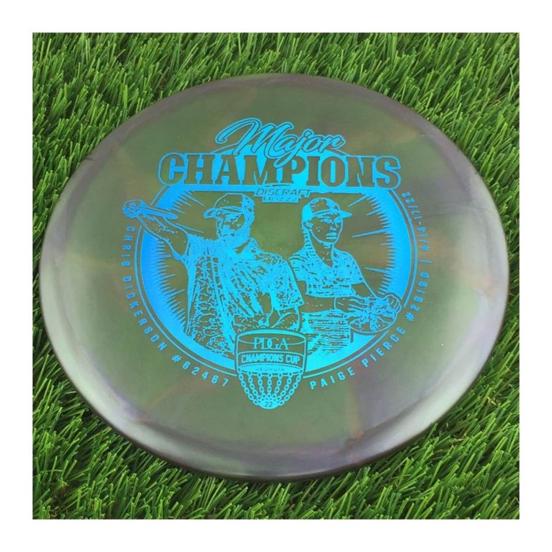 Discraft Elite Z Swirl Buzzz with Major Champions – Chris Dickerson – Paige Pierce – 2022 Stamp – 176g – Translucent Dark Purple