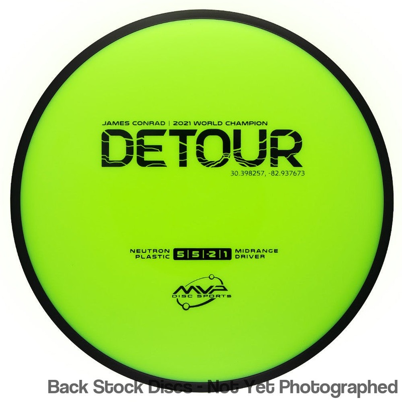 MVP Neutron Detour Midrange with James Conrad | 2021 World Champion | 37.7155474,-119.676854 Stamp [Back Stock Inventory – Disc and Stamp Color WILL VARY]