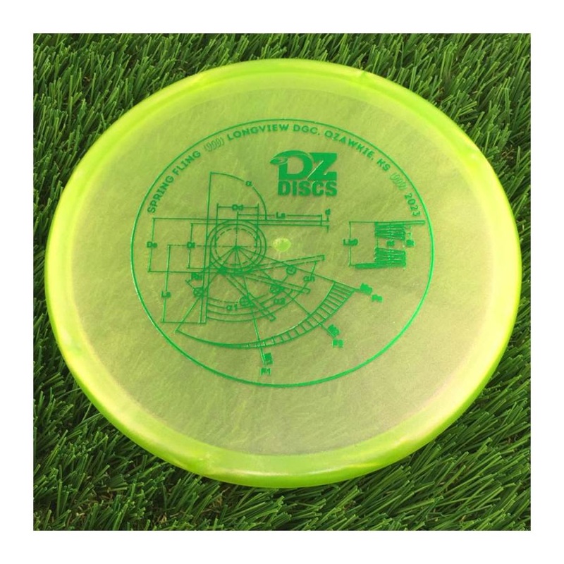 Westside VIP Ice Glimmer Harp with DZDiscs 2023 Spring Fling – Longview DGC – Ozawkie, KS Stamp – 173g – Translucent Lime Green