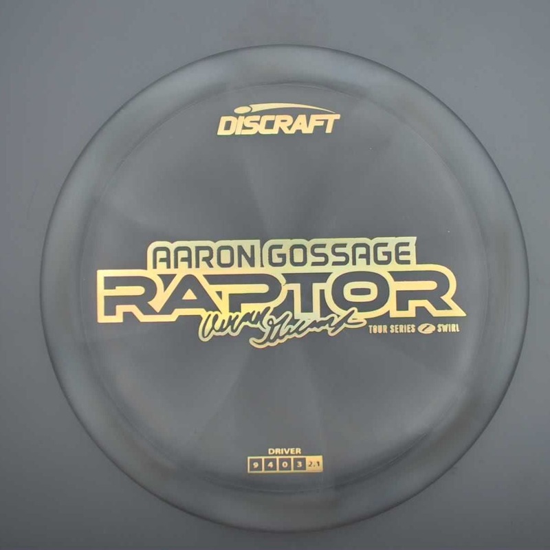 Discraft Elite Z Swirl Raptor with Aaron Gossage 2025 Tour Series Stamp – 175g – Grey