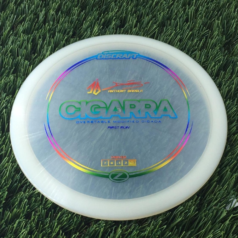 Discraft Elite Z Cigarra with First Run – Anthony Barela “AB” Signature – Overstable Modified Cicada Stamp – 174g – Clear