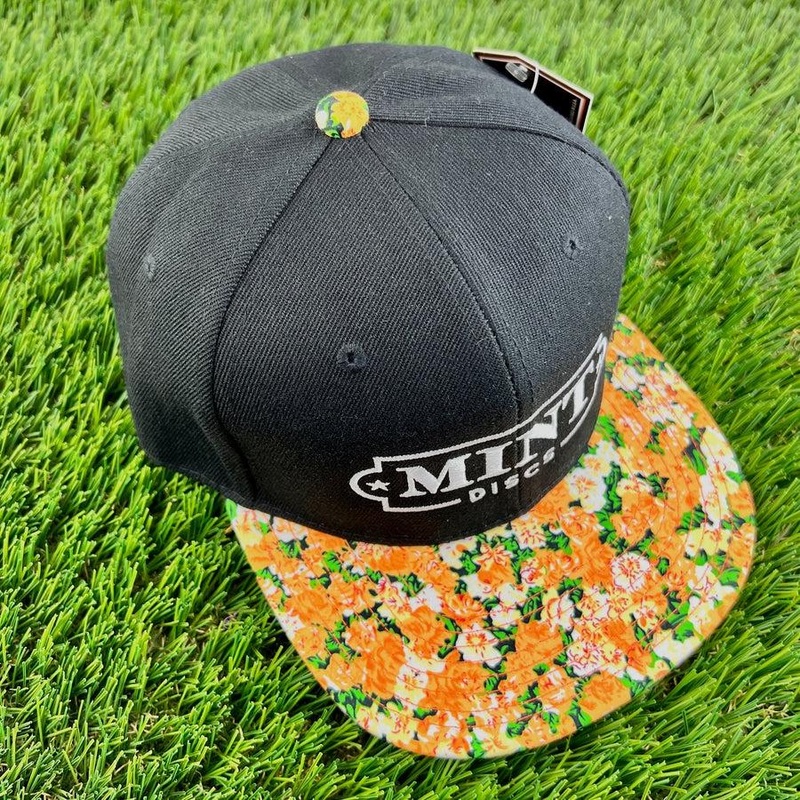 Mint Floral Print Flat Bill Snap Back Hat