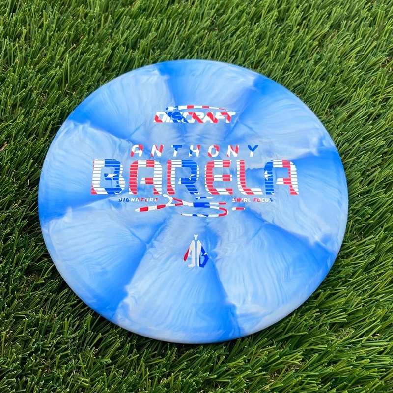 Discraft Crazy Tough CT Swirl Focus with Anthony Barela Signature – AB Stamp – 175.04g – Blue