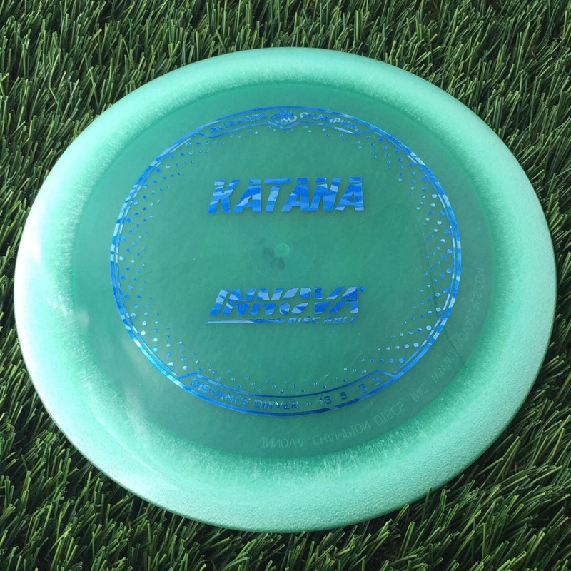 Innova Champion Blizzard Katana with Burst Logo Stock Stamp – 156g – Translucent Turquoise Green