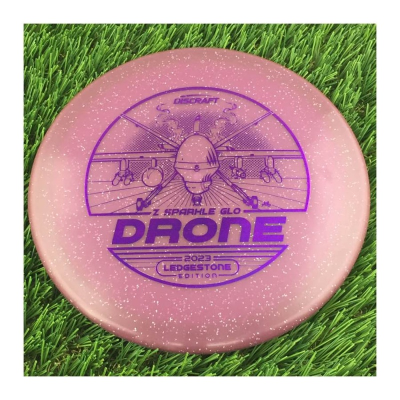 Discraft Elite Z Sparkle Glo Drone with 2023 Ledgestone Edition – Wave 2 Stamp – 180g – Translucent Purple
