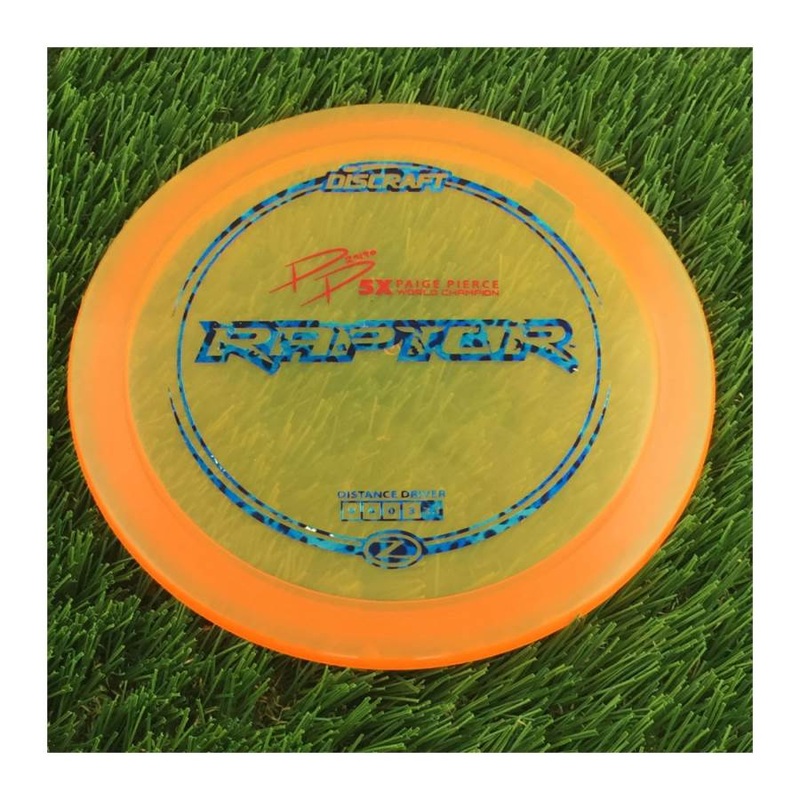Discraft Elite Z Raptor with PP 29190 5X Paige Pierce World Champion Stamp – 169g – Translucent Orange