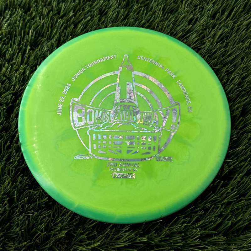 Discraft ESP Swirl Buzzz with Bombs Away Junior Tournament 2024 | Lawrence, KS | Presented by DZDiscs, Discraft, and GRIPeq w/ 2023 Discraft Tour Series Bottom Stamp Stamp – 180g Green