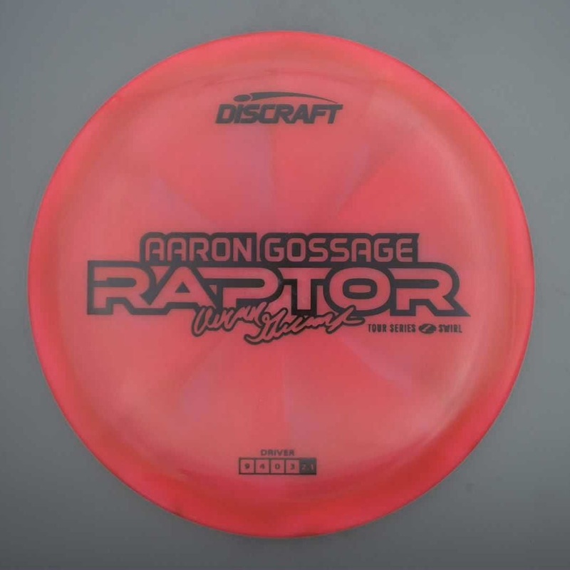Discraft Elite Z Swirl Raptor with Aaron Gossage 2025 Tour Series Stamp – 175.4g – Red