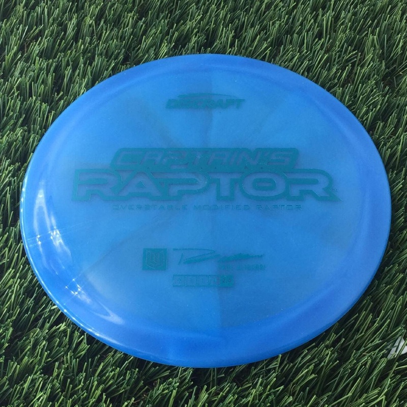 Discraft Elite Z Swirl Captain’s Raptor with Paul Ulibarri “Uli” – Overstable Modified Raptor Stamp – 174g – Blue