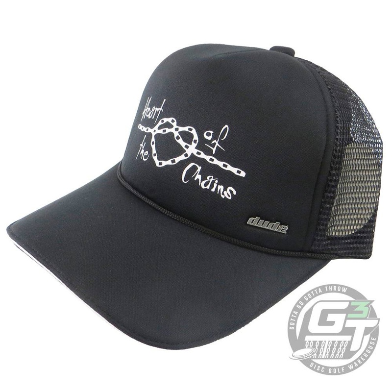 DUDE Kona Panis Heart of the Chains Trucker Cap Adjustable Mesh Disc Golf Hat – Black – S/M