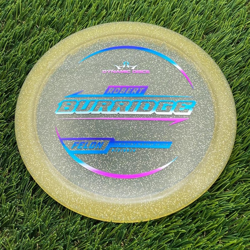Dynamic Discs Lucid Gold Metal Flake Felon with Robert Burridge 2025 Signature Mold Stamp – 173.9g – Gold