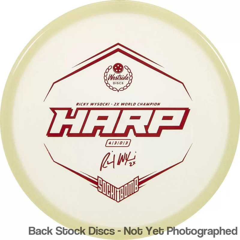 Westside VIP Moonshine Glow Harp Putter with Ricky Wysocki – 2X World Champion – SockiBomb Stamp [Back Stock Inventory – Disc and Stamp Color WILL VARY]