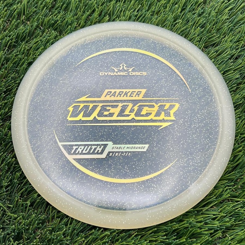 Dynamic Discs Lucid Gold Metal Flake Truth with Parker Welck 2025 Signature Mold Stamp – 178.9g – Metal Flake Gold
