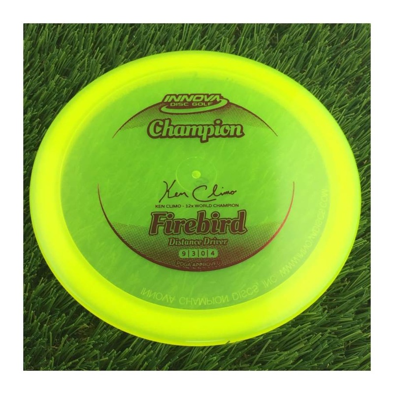 Innova Champion Firebird with Ken Climo – 12x World Champion New Stamp Stamp – 157g – Solid Yellow