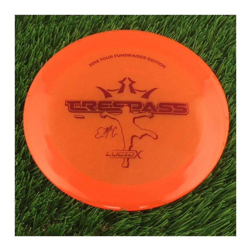 Dynamic Discs Lucid-X Trespass with 2018 Tour Fundraiser Edition – Eric McCabe – Emac Stamp – 175g – Translucent Orange