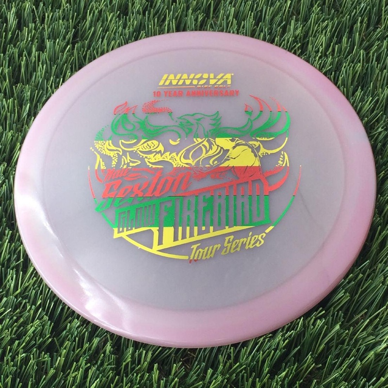 Innova Proto Color Glow Champion Firebird with Nate Sexton “Sexybird” 10 Year Anniversary Tour Series Stamp – 175g – Translucent Off Pink