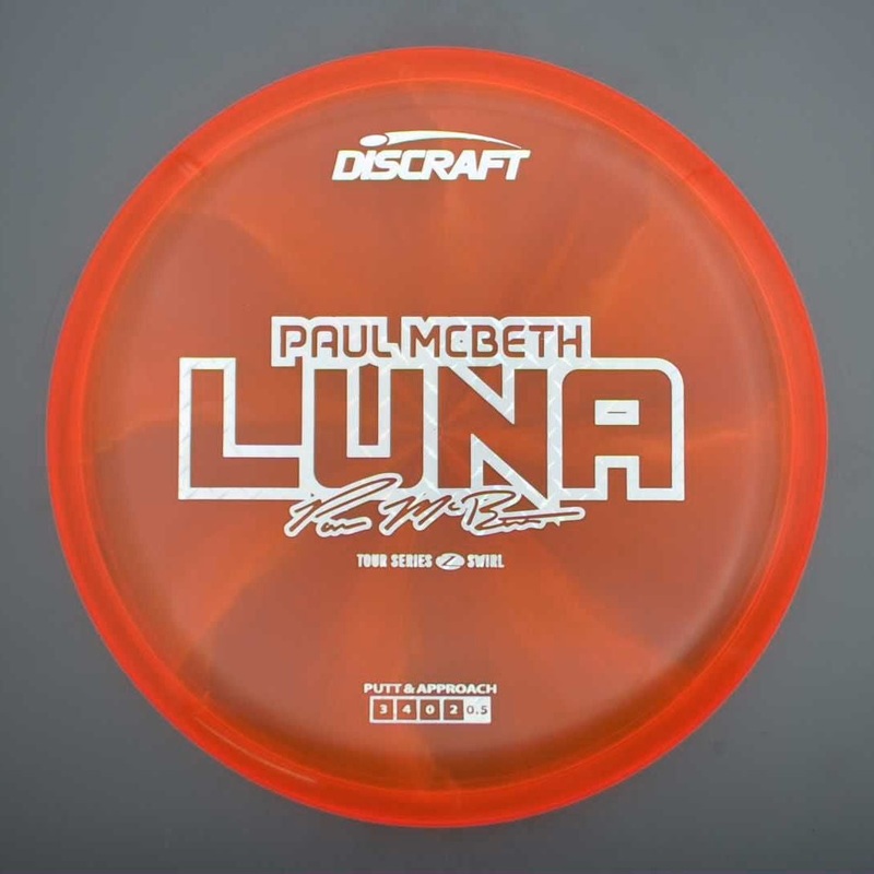 Discraft Elite Z Swirl Luna with Paul McBeth 2025 Tour Series Stamp – 174.9g – Orange