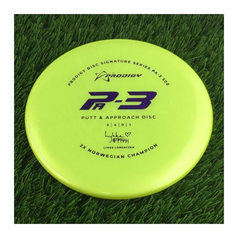 Prodigy 500 PA-3 with 2022 Signature Series Lykke Lorentzen – 2X Norwegian Champion Stamp – 174g – Solid Yellow